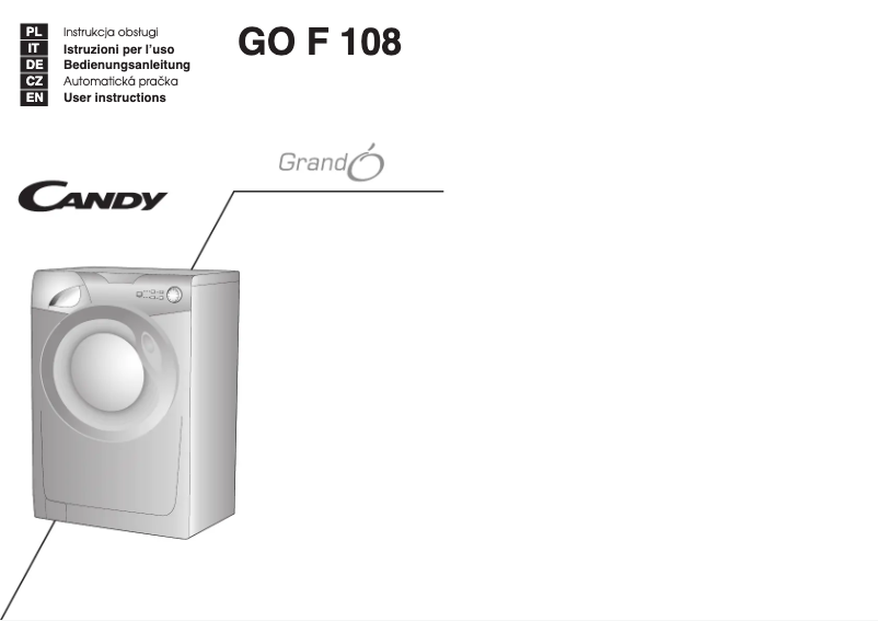Page n°1 - Manuel utilisateur Candy GO F108/1-16S