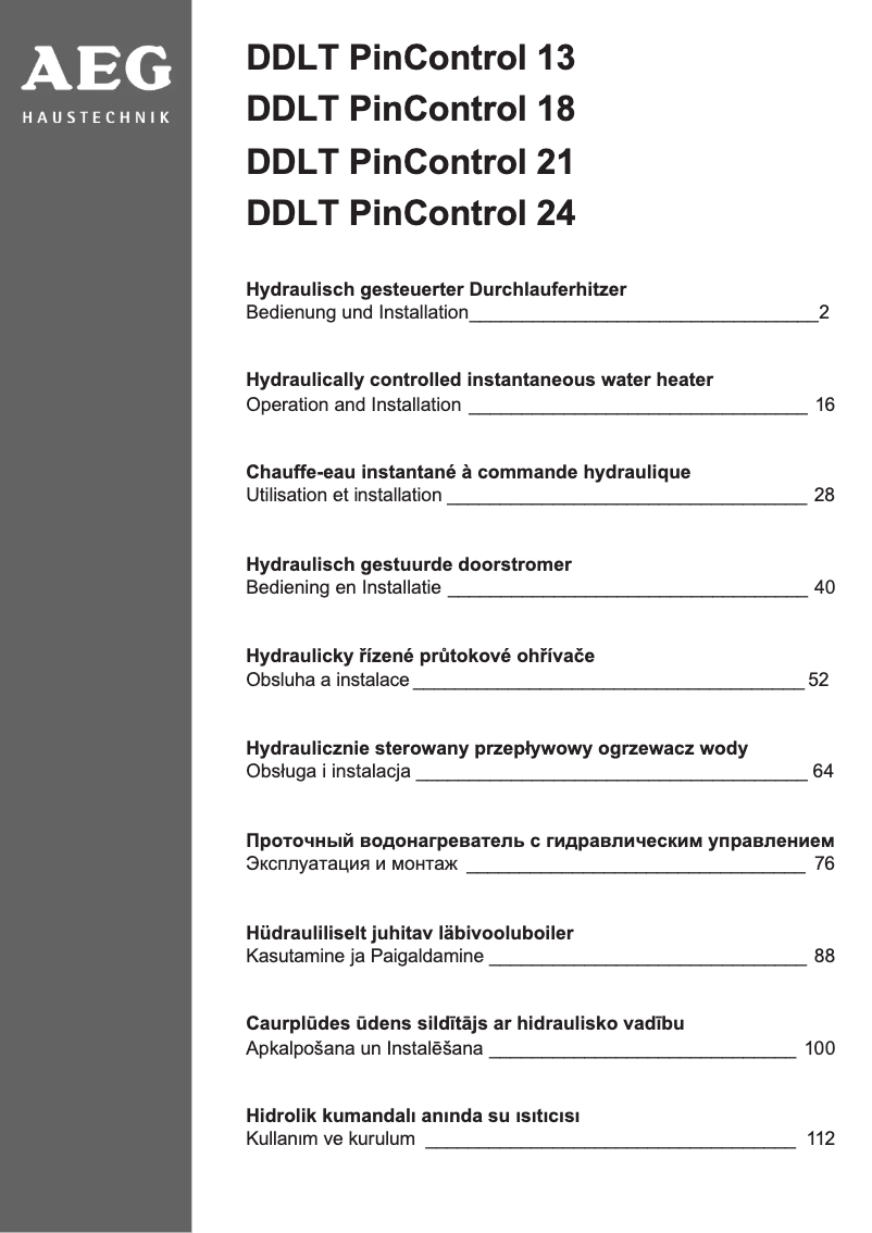 Página 1 del manual Manual de usuario AEG DDLT PinControl 21