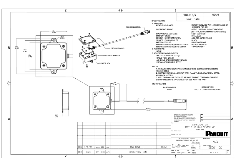 Página 1 del manual Dibujo técnico Panduit EE001