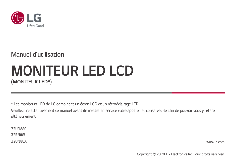 Page 1 de la notice Manuel utilisateur LG 32UN88A