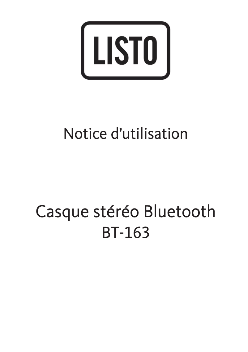 Page 1 de la notice Manuel utilisateur Listo BT-163