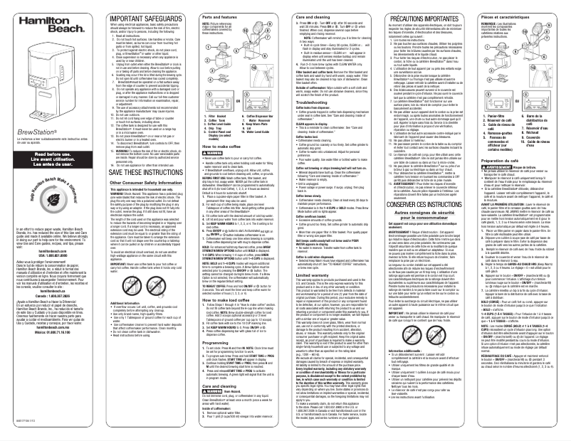 Image de la première page du manuel de l'appareil BrewStation 48463