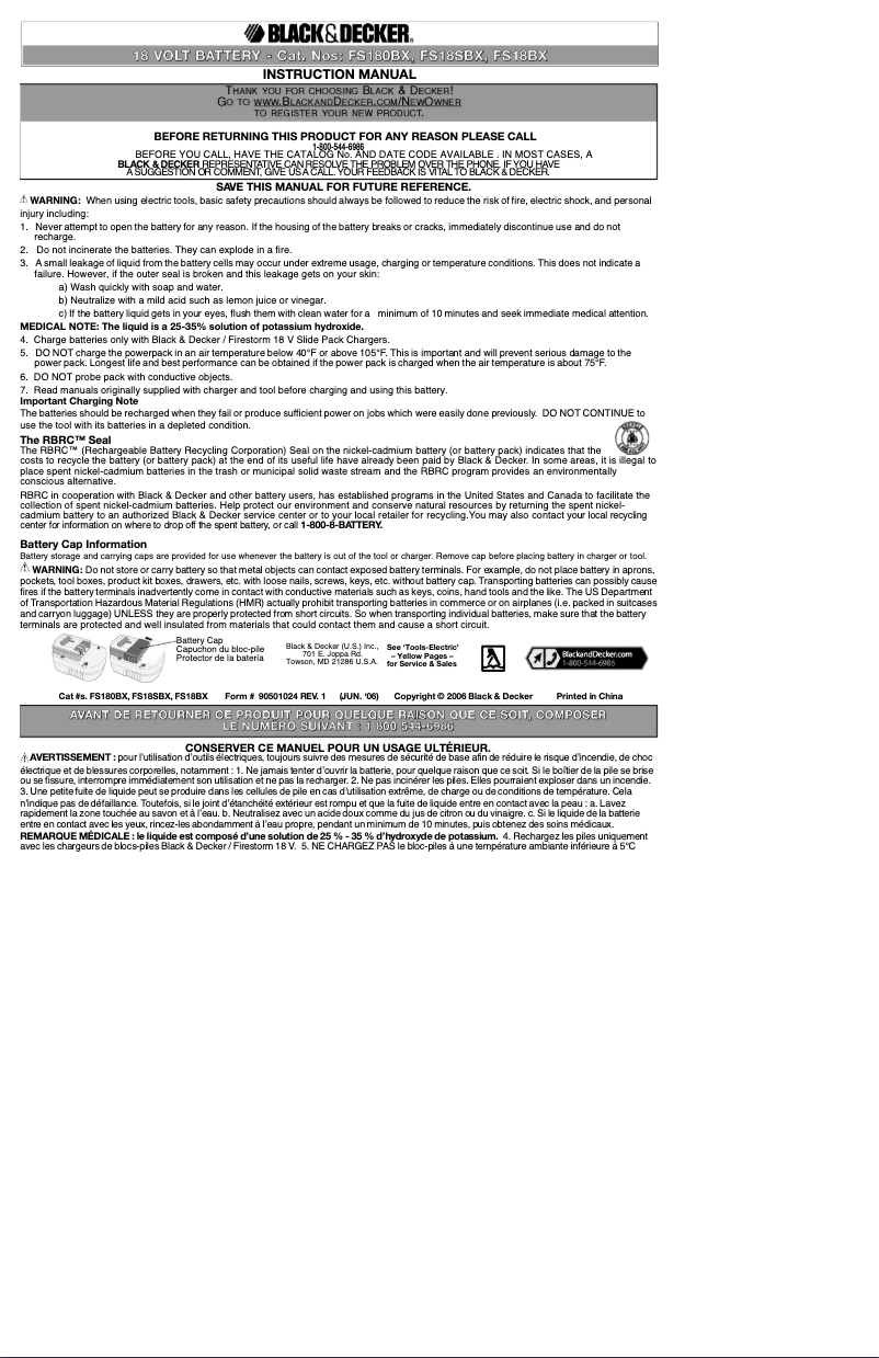 Image de la première page du manuel de l'appareil FS180BX