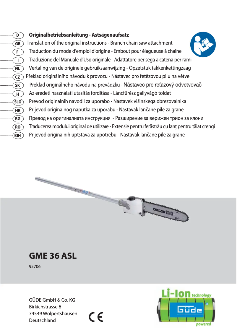 Image de la première page du manuel de l'appareil GME 36 ASL