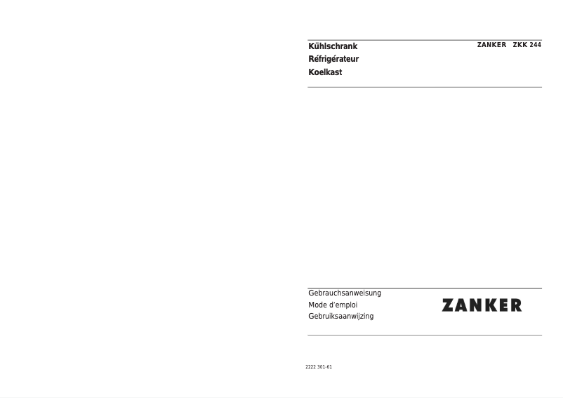 Page n°1 - Manuel utilisateur Zanker ZKK 244