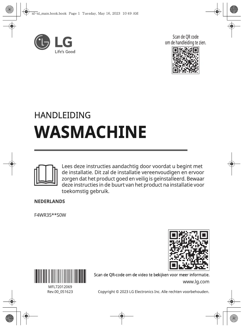Page n°1 - Manuel utilisateur LG F4WR3511S0W