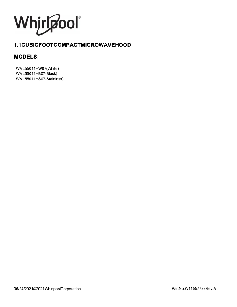 Page 1 de la notice Manuel utilisateur Whirlpool WML55011HS