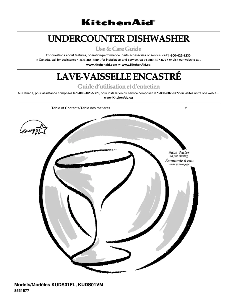 Page n°1 - Manuel utilisateur KitchenAid KUDS01VMSS5