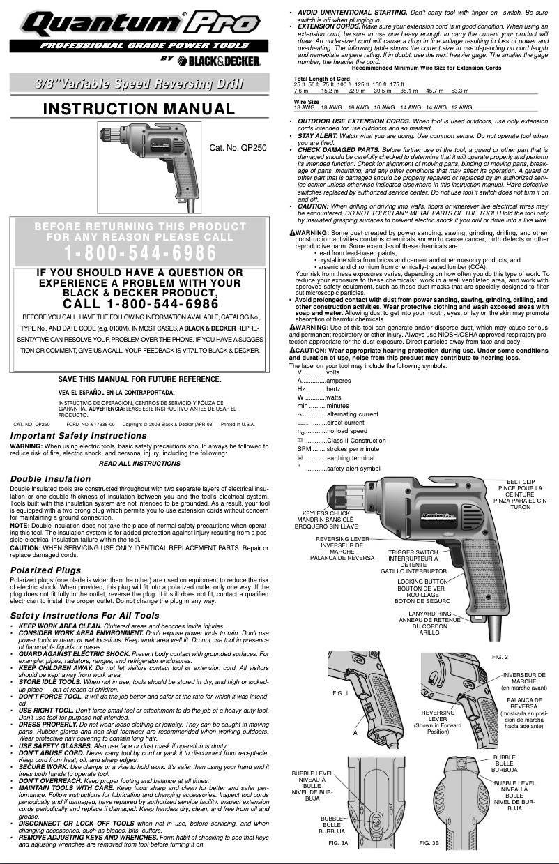 Page n°1 - Manuel utilisateur Black & Decker QP250