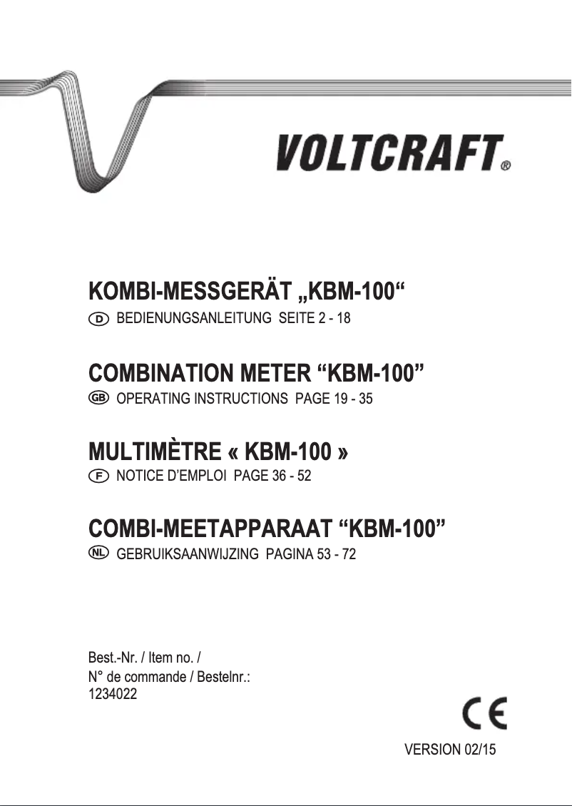 Page n°1 - Manuel utilisateur Voltcraft KBM-100