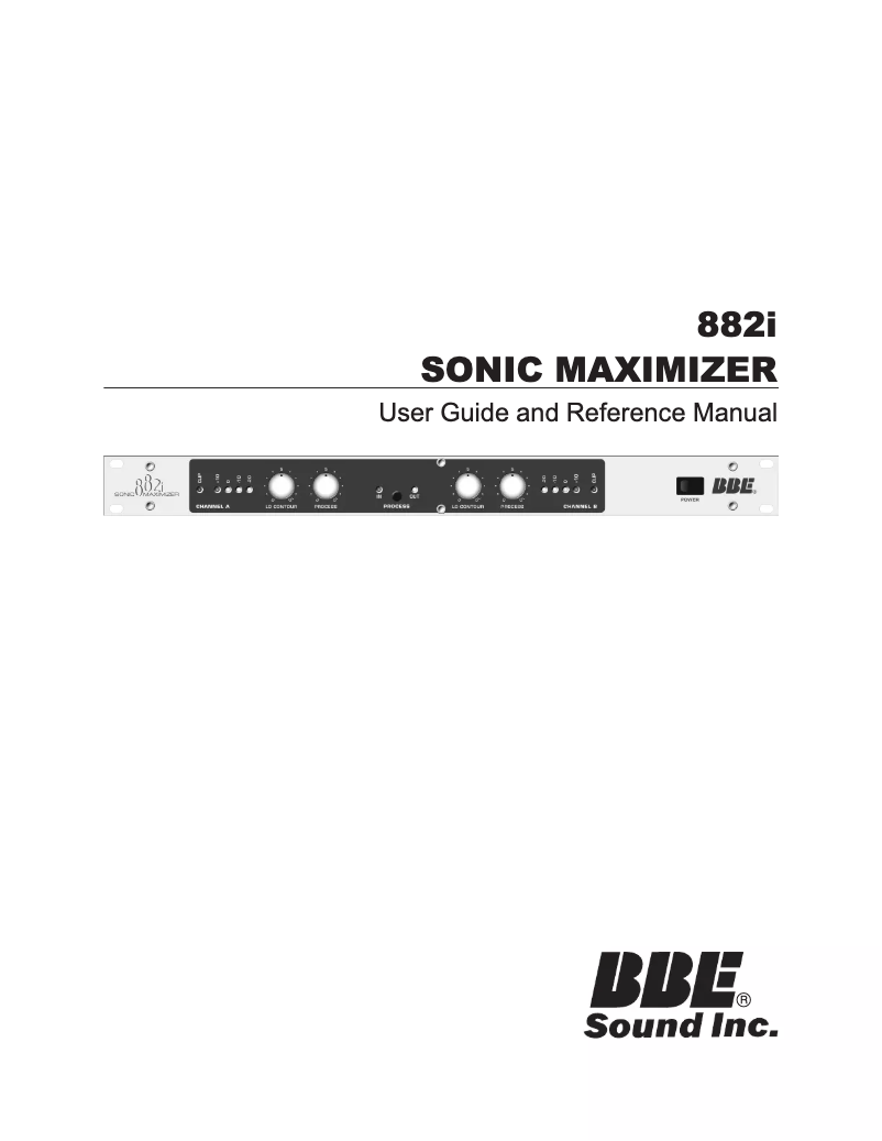 Page n°1 - Manuel utilisateur BBE Sonic Maximizer 882i