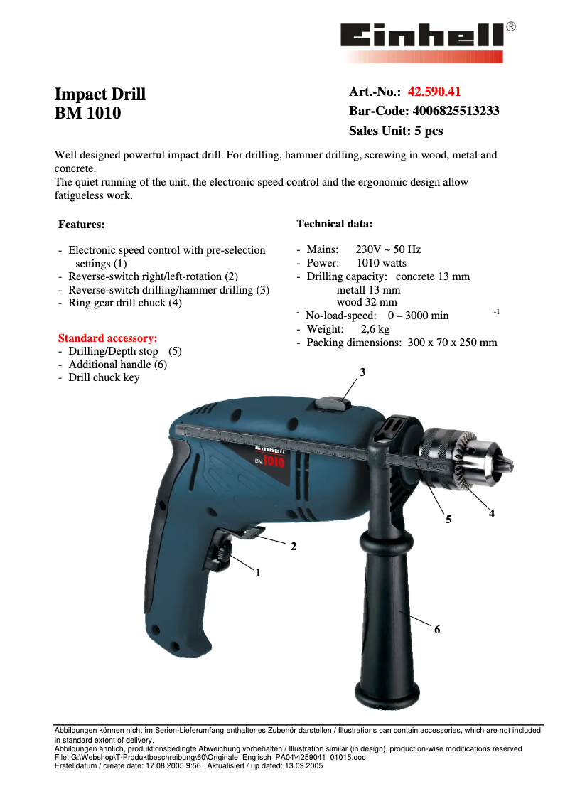 Page n°1 - Manuel utilisateur Einhell BM 1010