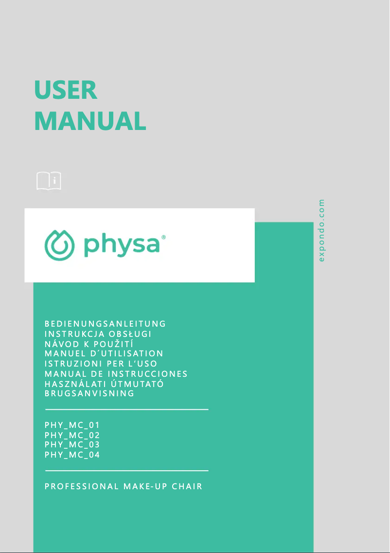 Page 1 de la notice Manuel utilisateur Physa PHY_MC_03