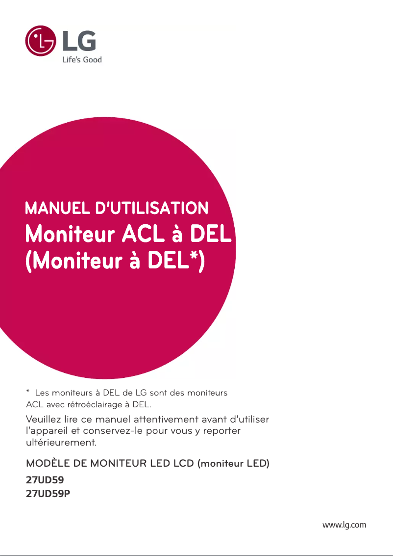 Page n°1 - Manuel utilisateur LG 27UD59-B
