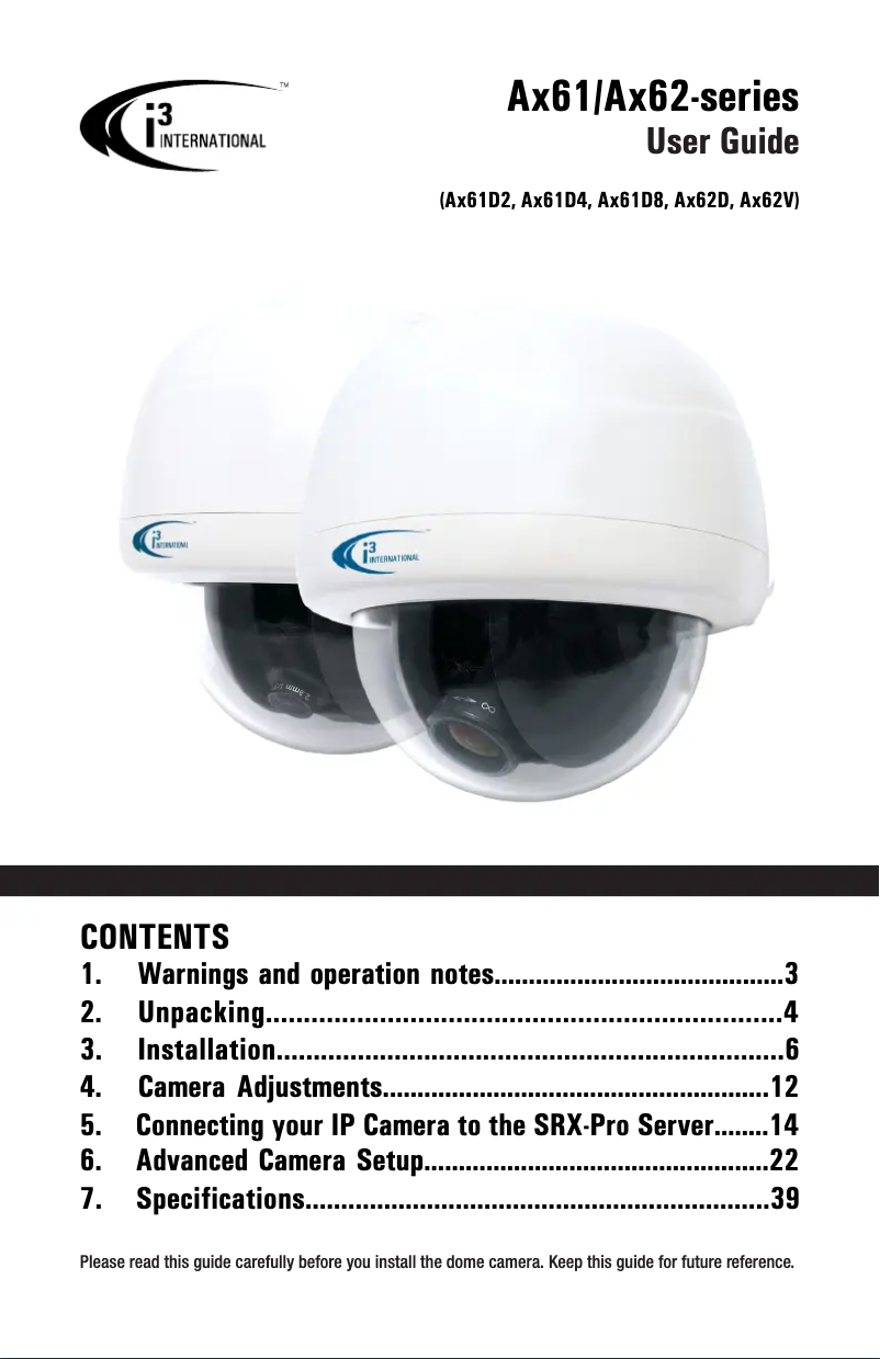 Image de la première page du manuel de l'appareil Ax61D2