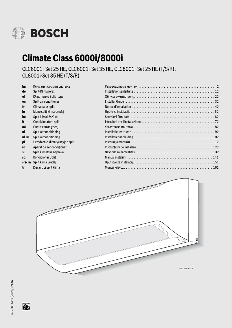 Image de la première page du manuel de l'appareil Climate Class 8000i