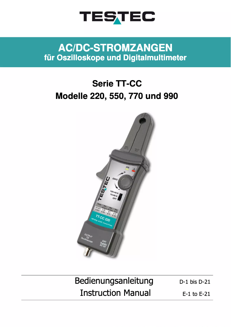 Image de la première page du manuel de l'appareil TT-CC 990