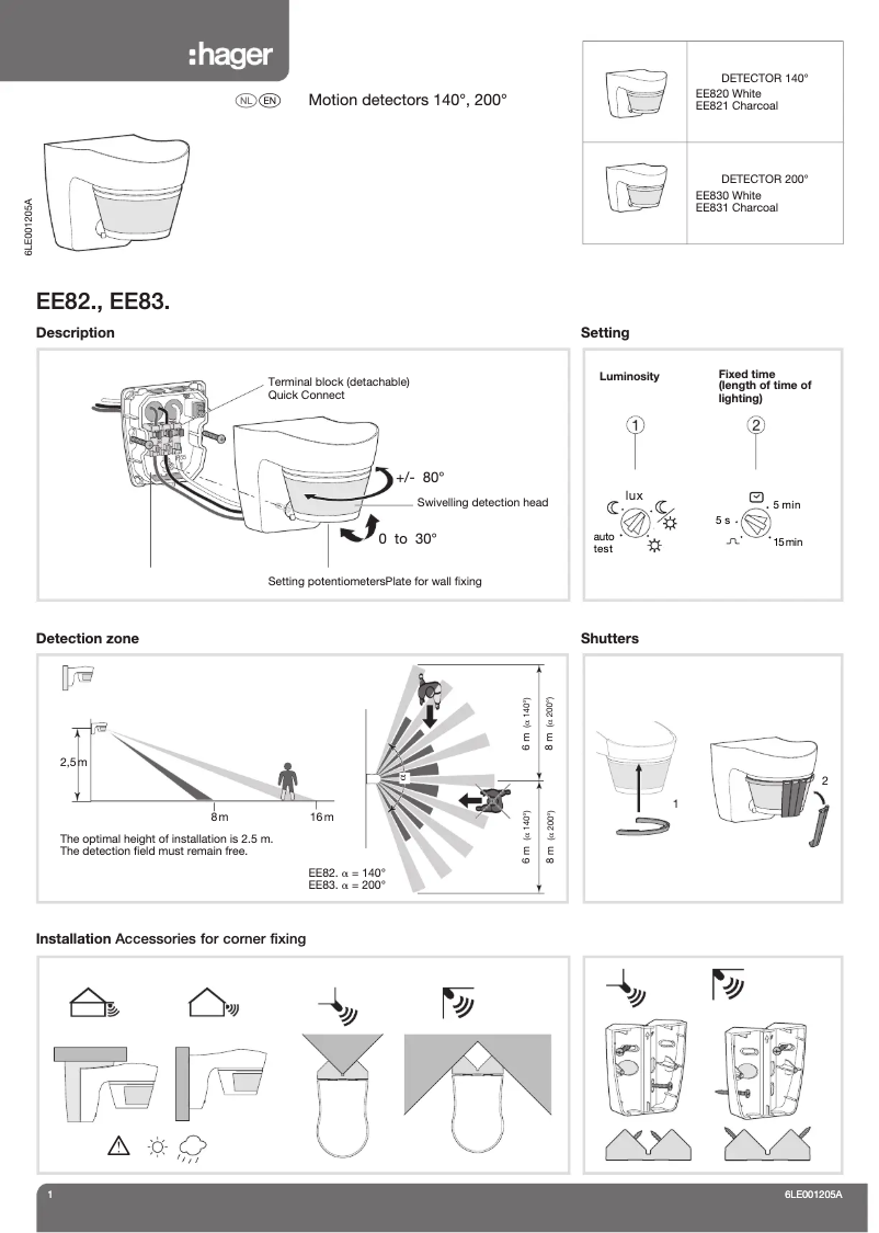 Page 1 de la notice Manuel utilisateur Hager EE820
