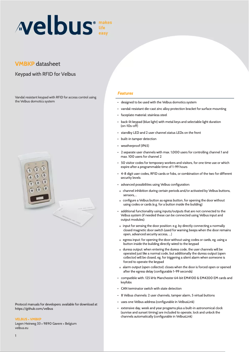 Image de la première page du manuel de l'appareil VMBKP