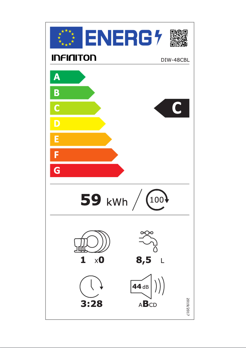 Page n°1 - Label énergétique Infiniton DIW-48CBL