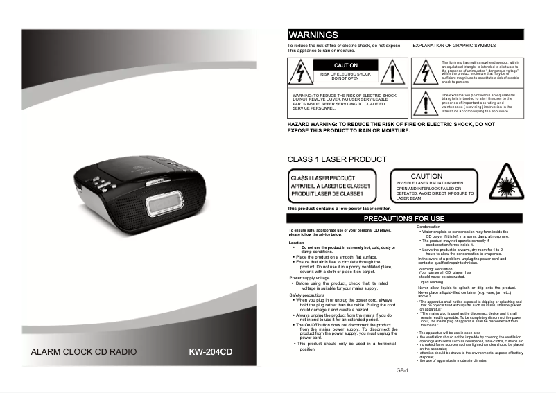 Page n°1 - Manuel utilisateur Superior KW-204 CD