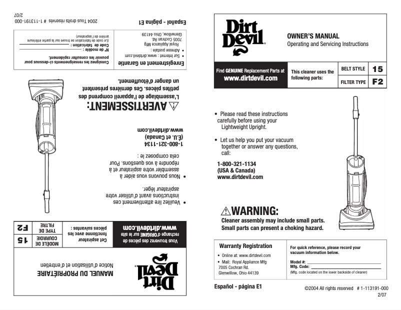 Image de la première page du manuel de l'appareil Dynamite Plus