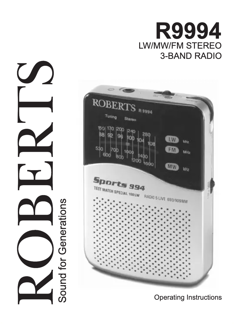 Página 1 del manual Manual de usuario Roberts Sports 994