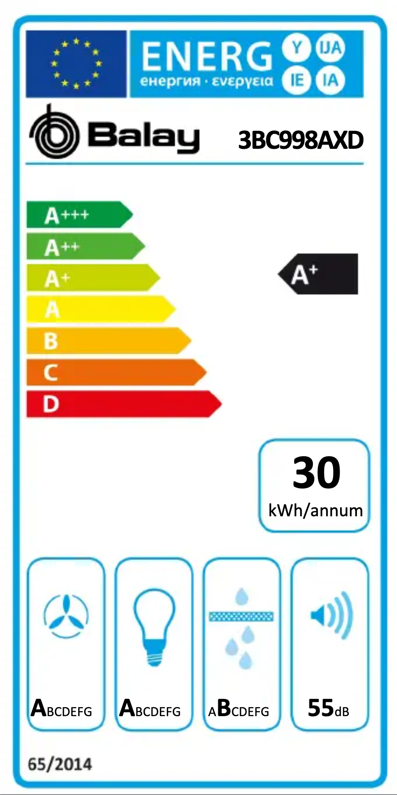 Page 1 de la notice Label énergétique Balay 3BC998AXD