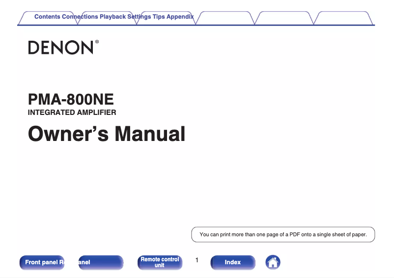 Page n°1 - Manuel utilisateur Denon PMA8-00NE