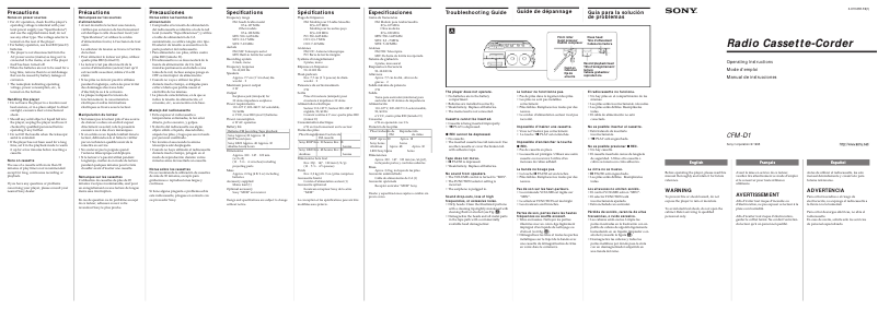 Page 1 de la notice Manuel utilisateur Sony CFM-D1