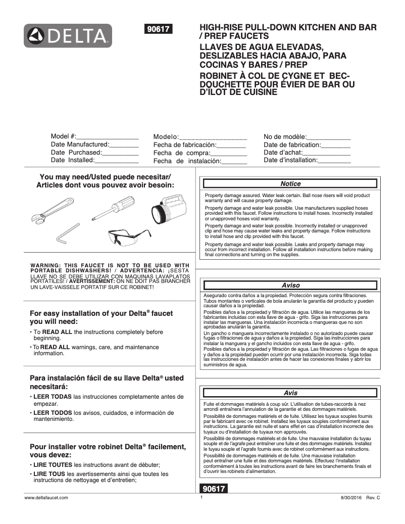 Page 1 de la notice Manuel utilisateur Delta 9113-DST