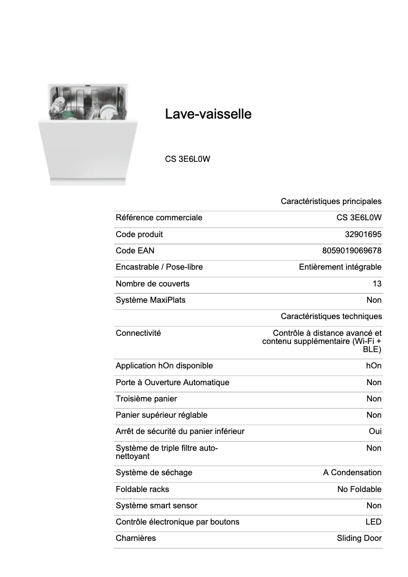 Image de la première page du manuel de l'appareil CS 3E6L0W