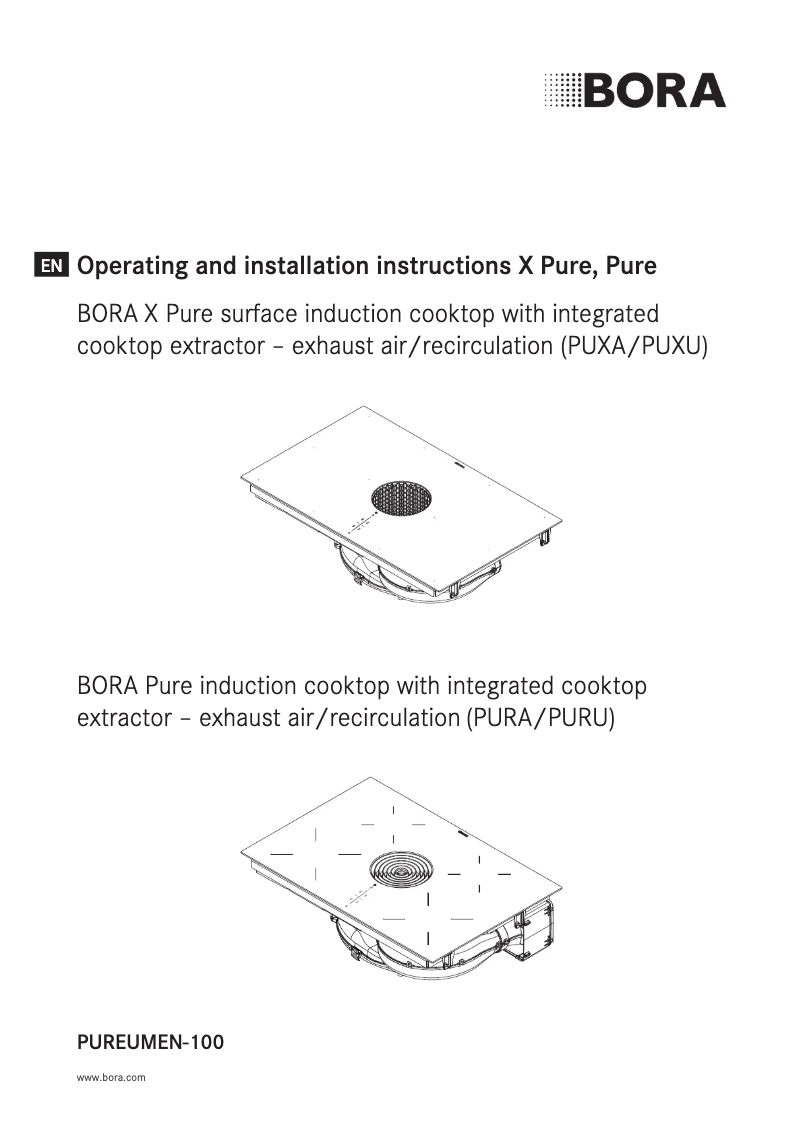 Page 1 de la notice Manuel utilisateur BORA Pure
