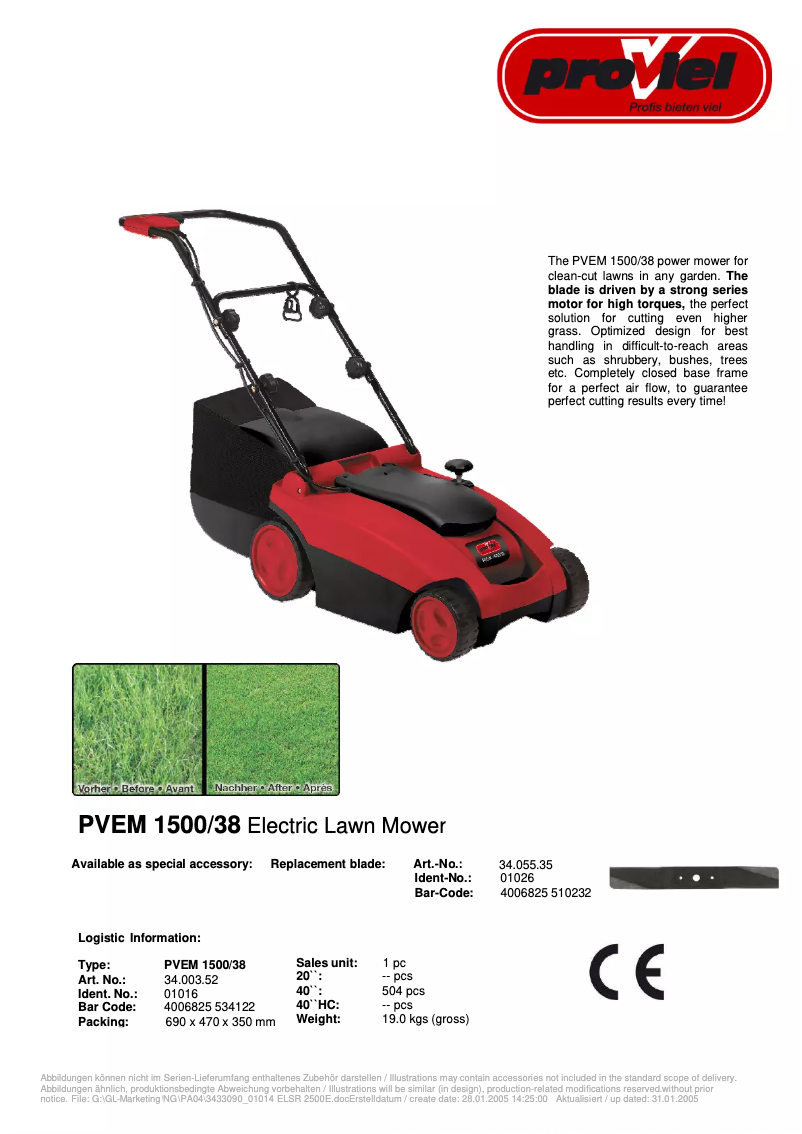 Page n°1 - Manuel utilisateur Proviel PVEM 1500/38