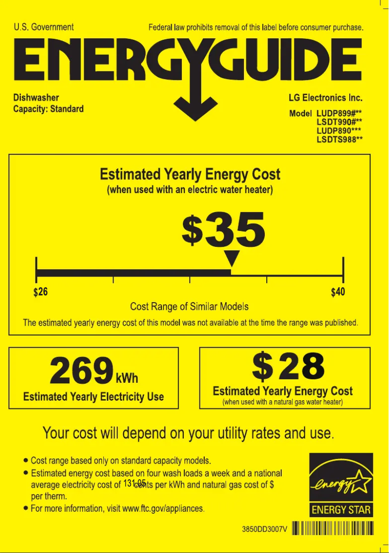 Page 1 de la notice Label énergétique LG LSDTS9882S
