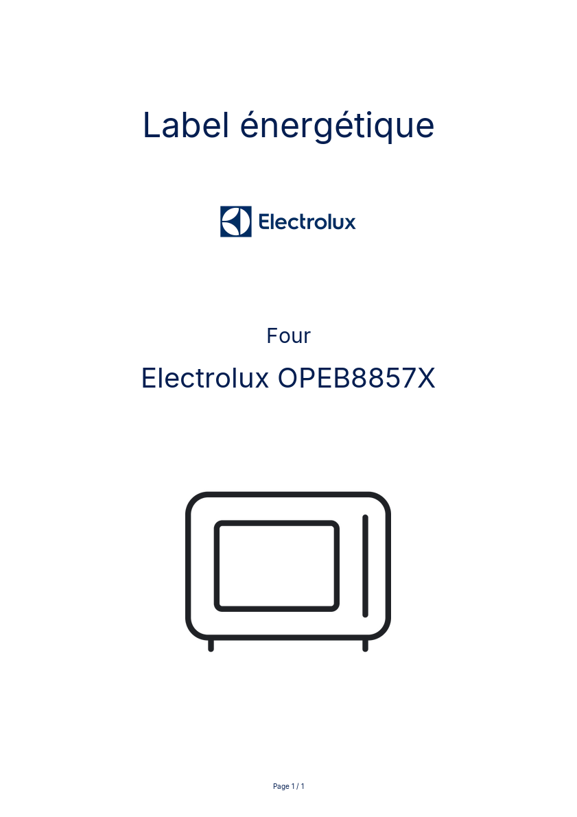 Page n°1 - Label énergétique Electrolux OPEB8857X