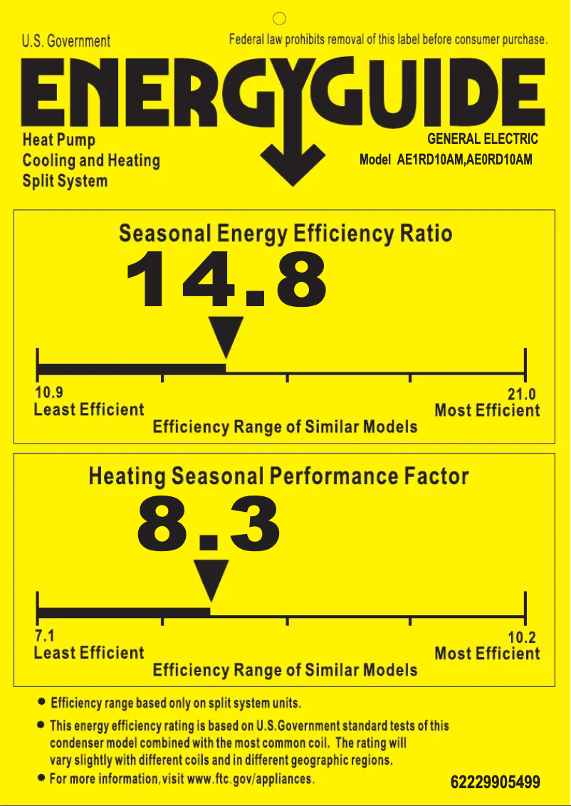 Página 1 del manual Etiqueta energética GE AE0RD10AM