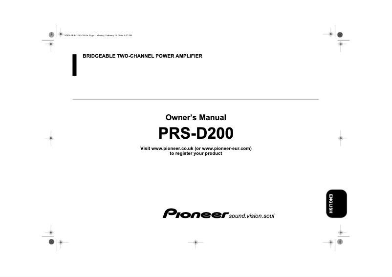 Page n°1 - Manuel utilisateur Pioneer PRS-D200