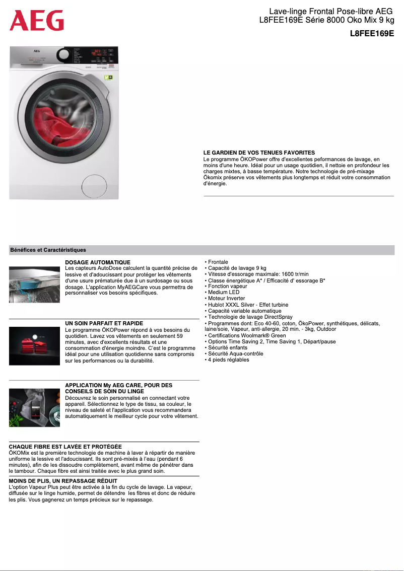 Image de la première page du manuel de l'appareil L8FEE169E