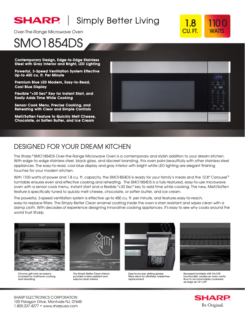 Page 1 de la notice Fiche technique Sharp SMO1854DS