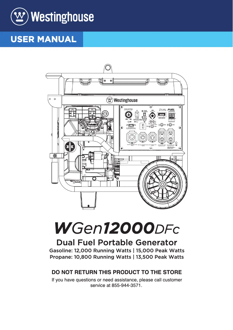 Image de la première page du manuel de l'appareil WGen12000DFc