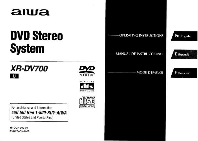 Image de la première page du manuel de l'appareil XR-DV700