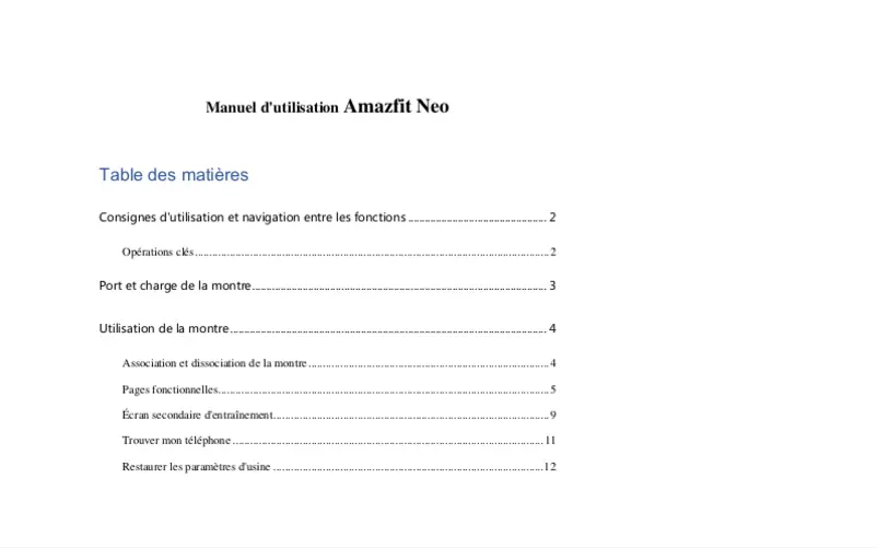 Image de la première page du manuel de l'appareil Neo