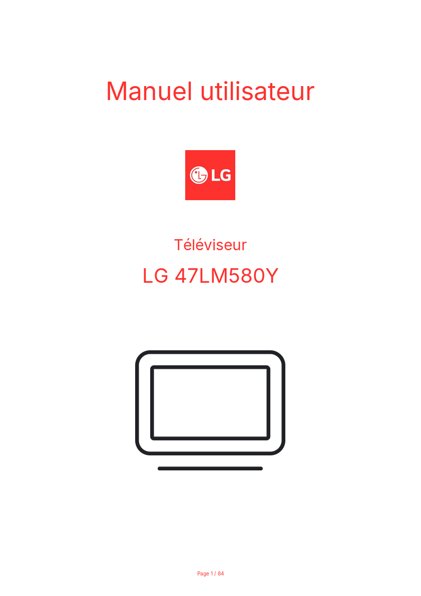 Page n°1 - Manuel utilisateur LG 47LM580Y