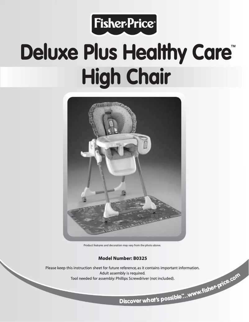 Page 1 de la notice Manuel utilisateur Fisher Price Deluxe Plus Healthy Care B0325