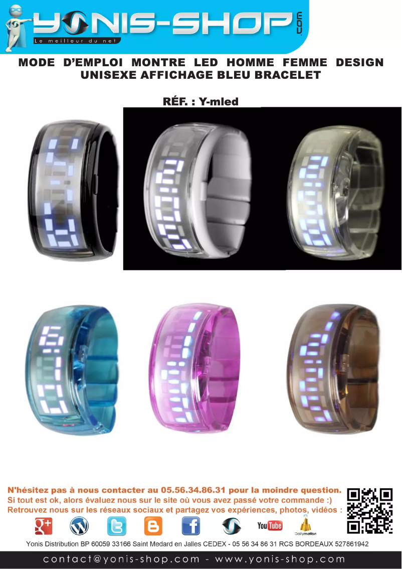 Page 1 de la notice Manuel utilisateur Yonis Y-MLED