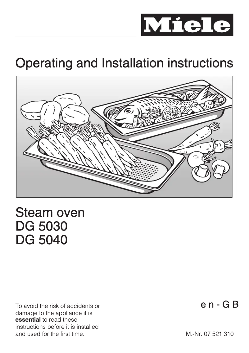 Page n°1 - Manuel utilisateur Miele DG 5040