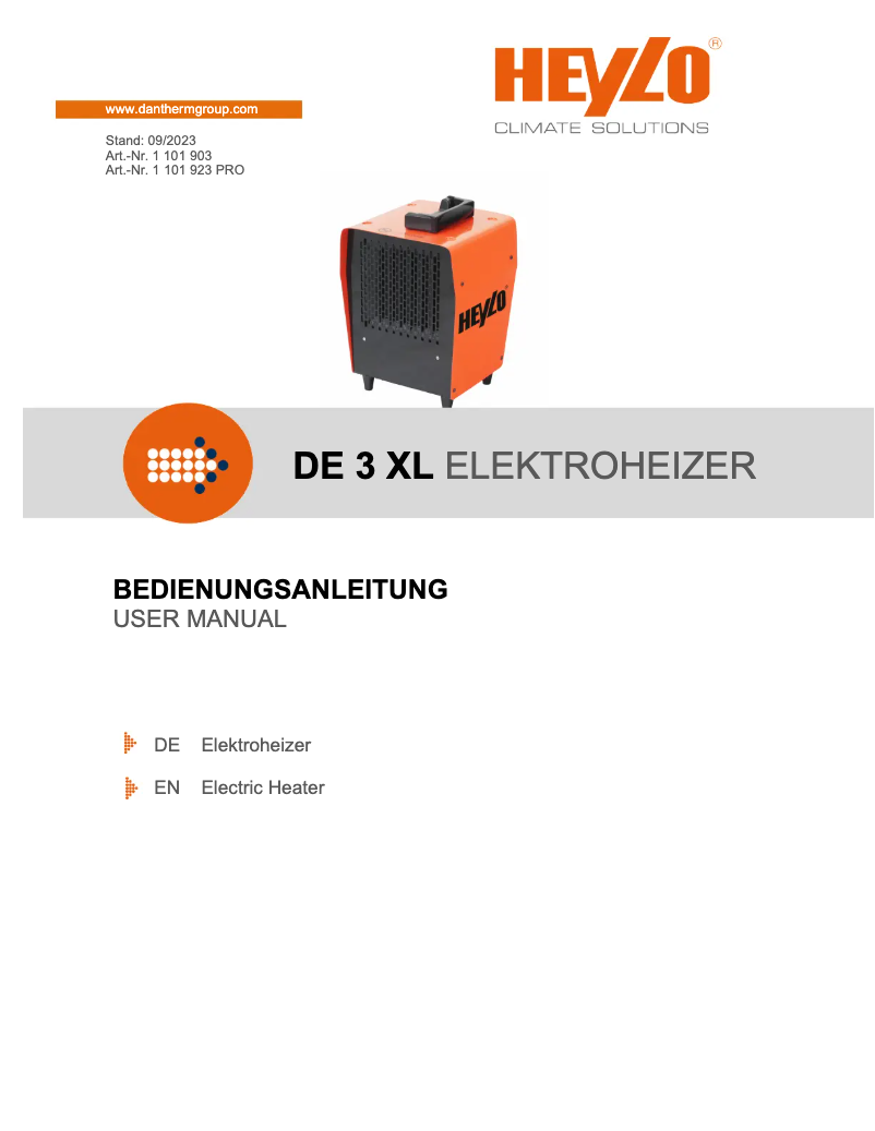 Page n°1 - Manuel utilisateur Heylo DE 3 XL