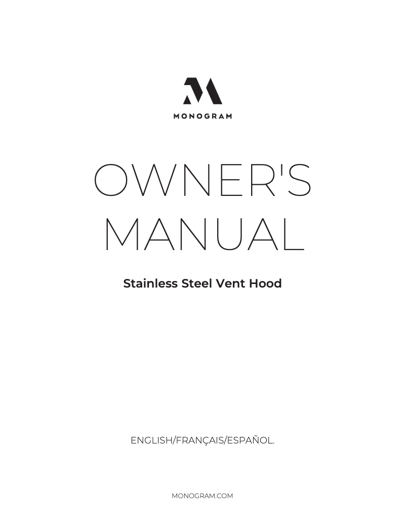 Page n°1 - Manuel d'utilisation et d'entretien Monogram ZV850SPSS