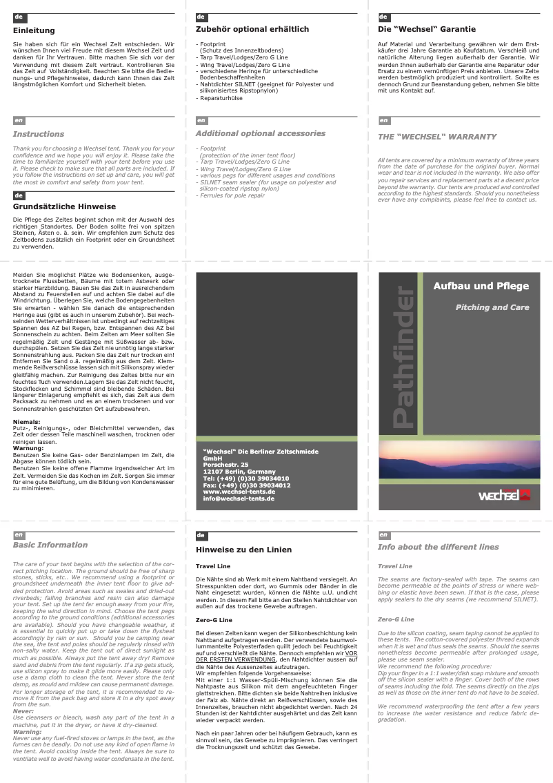 Page n°1 - Manuel utilisateur Wechsel Pathfinder